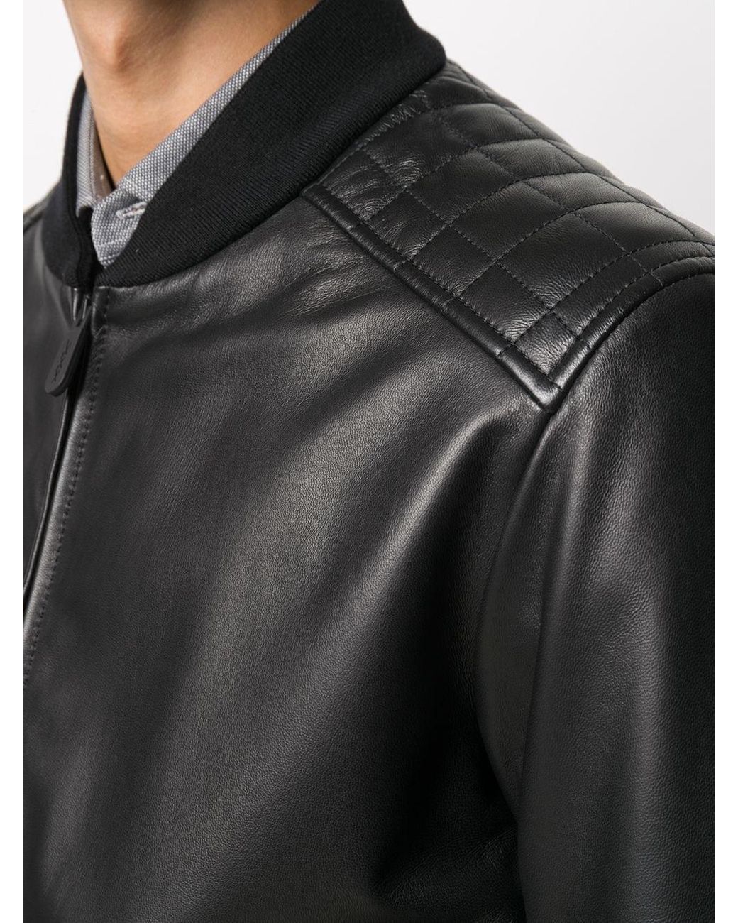 zegna leather bomber jacket