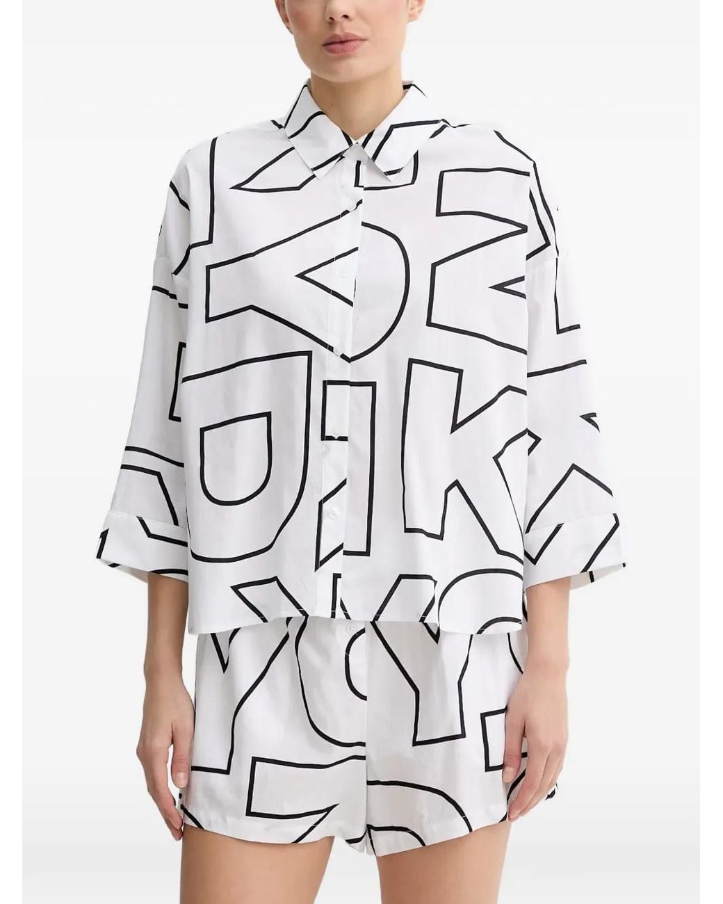 DKNY White Logo-Print Pajamas