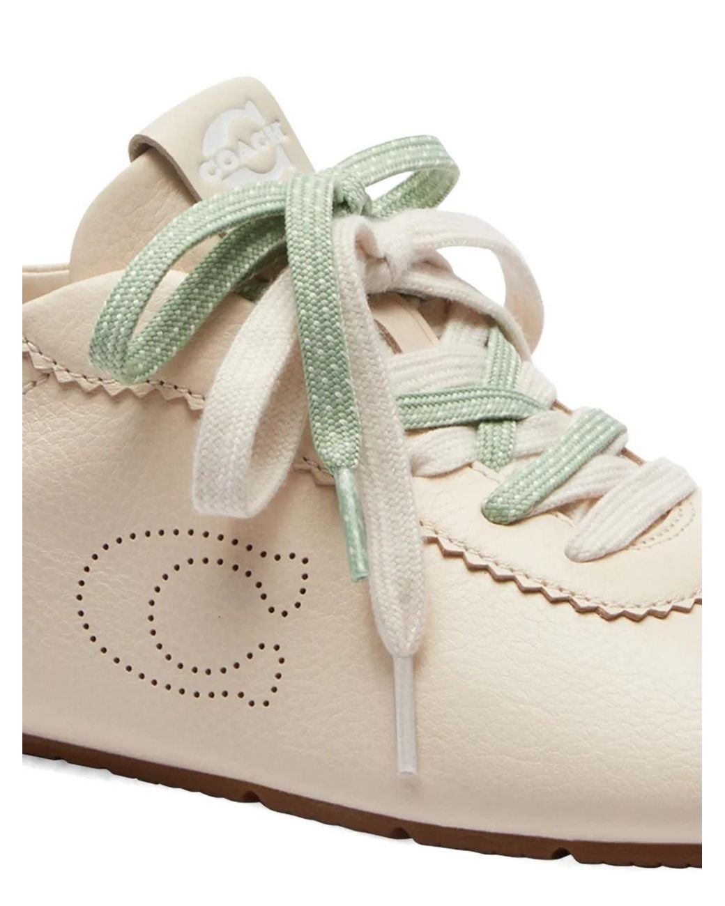 COACH White Perforated-Logo Scalloped-Edge Sneakers