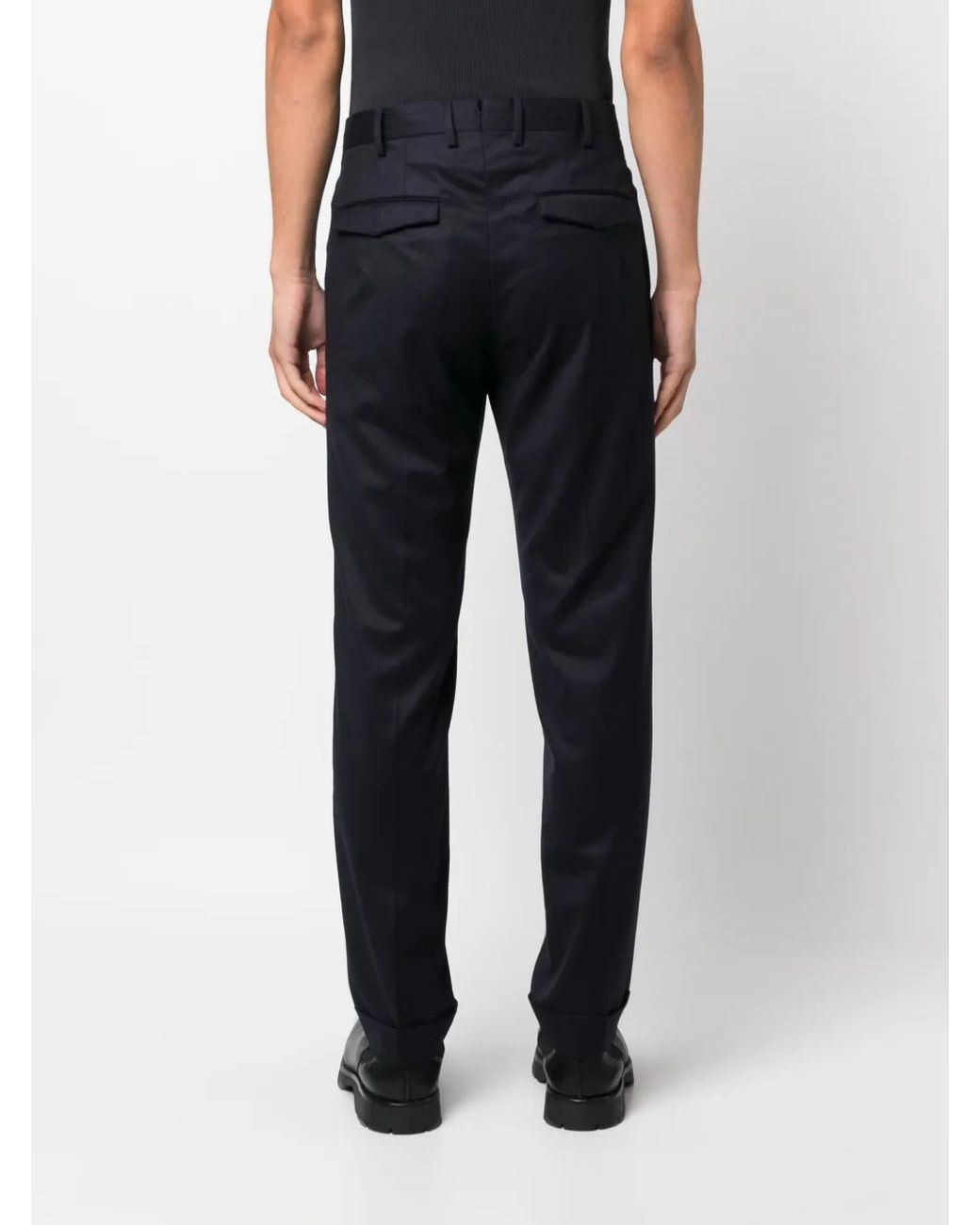 PT Torino Blue Mid-Rise Tailored Trousers for men