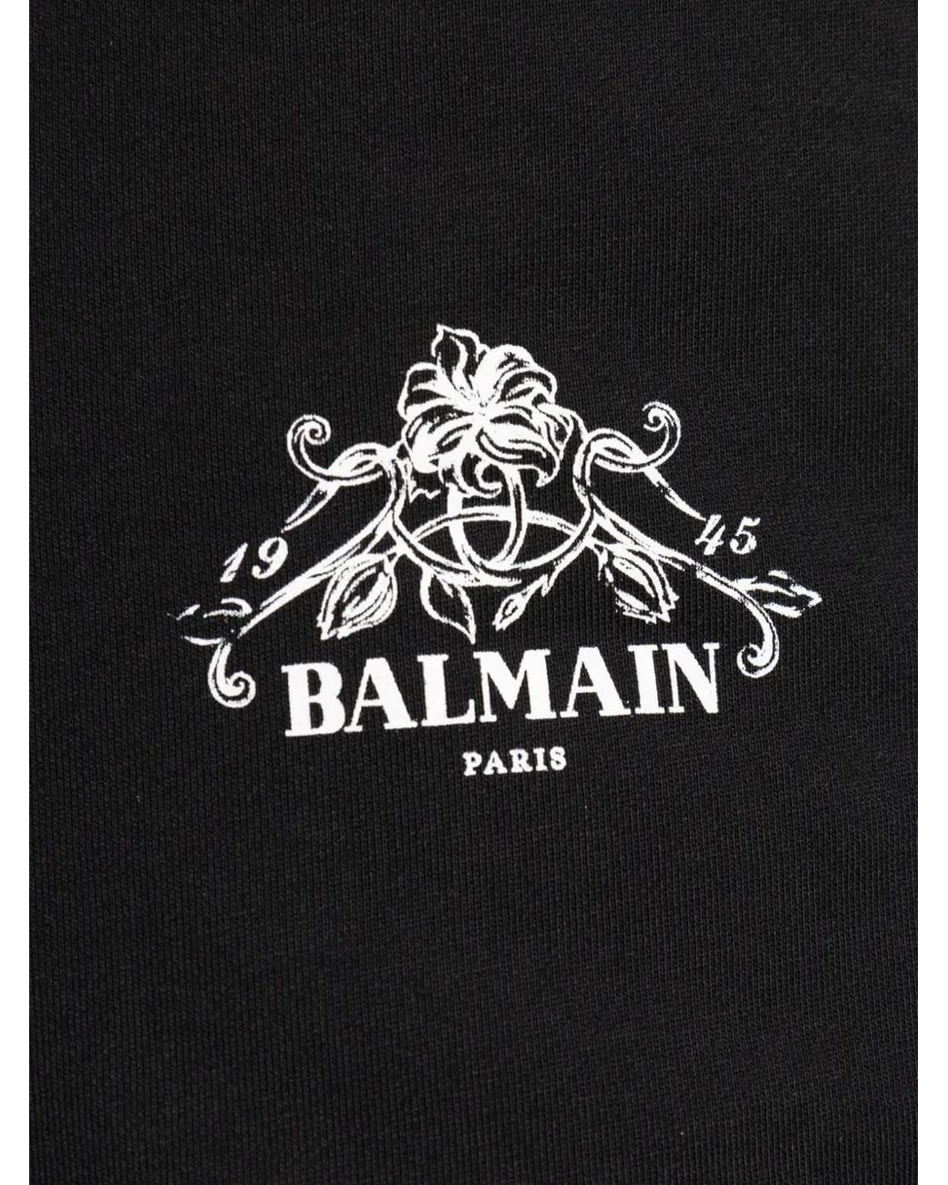 Balmain Black Logo-Print Drawstring Shorts for men