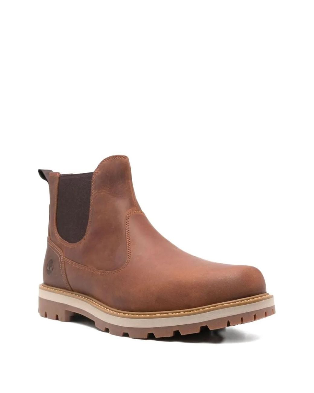 Timberland Brown Logo-Embossed Leather Boots for men