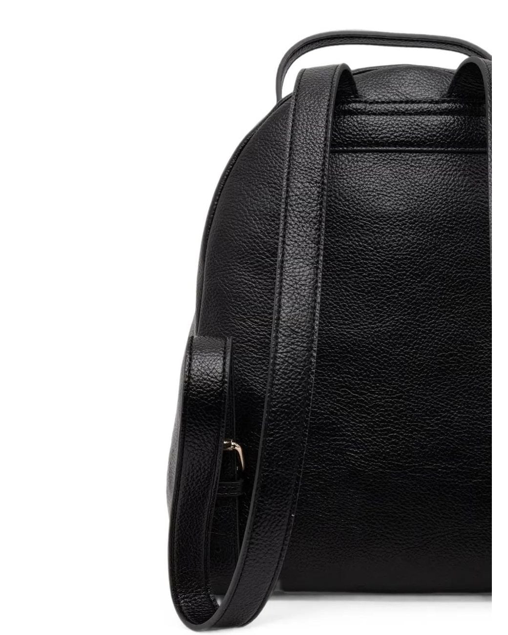 Twinset Black Grained-Effect Logo-Stud Backpack
