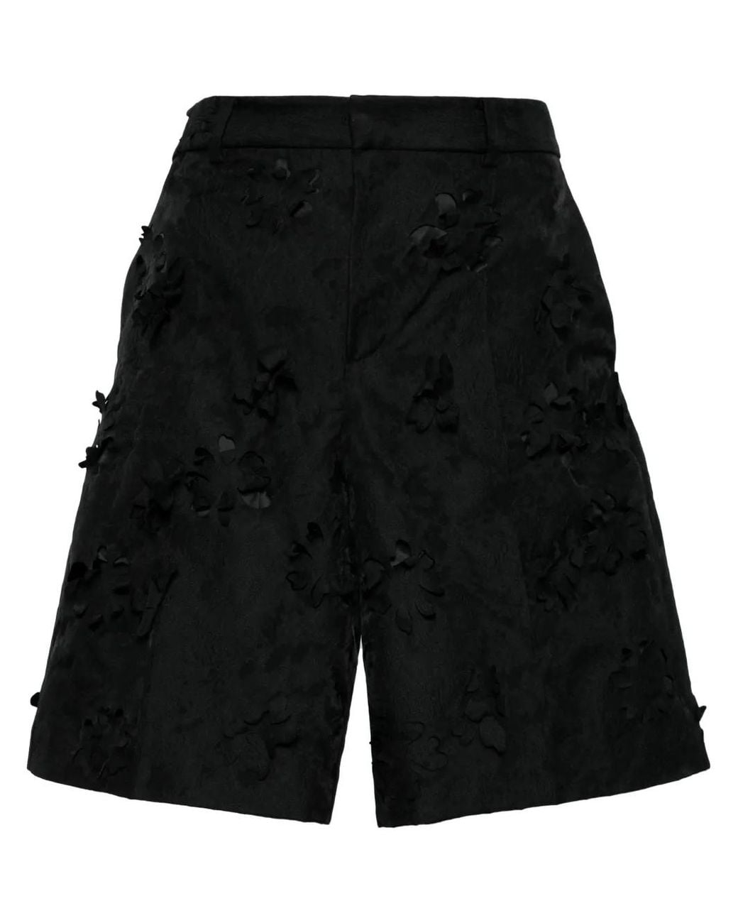 JNBY Black Floral-Appliqué Knee-Length Shorts