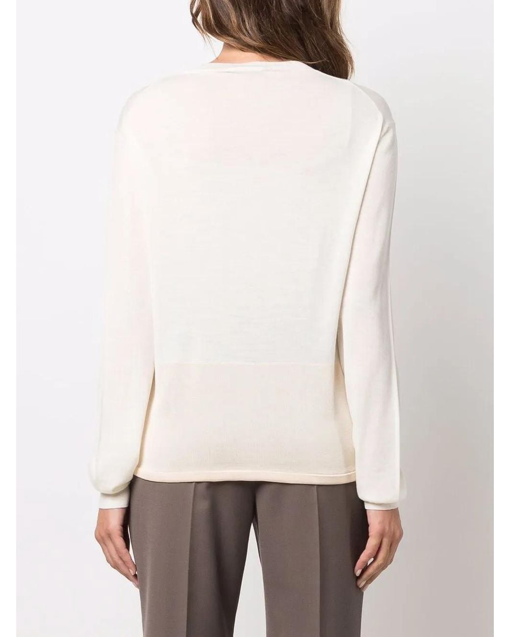 Jil Sander White Drawstring Fine-Knit Jumper
