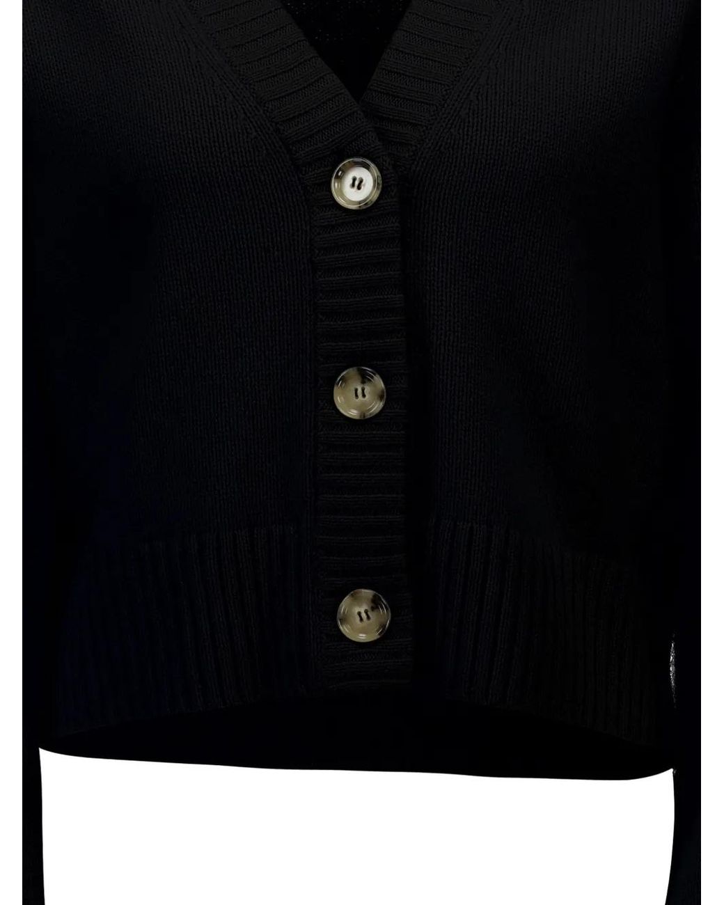 Allude Black V-Neck Button-Up Cardigan