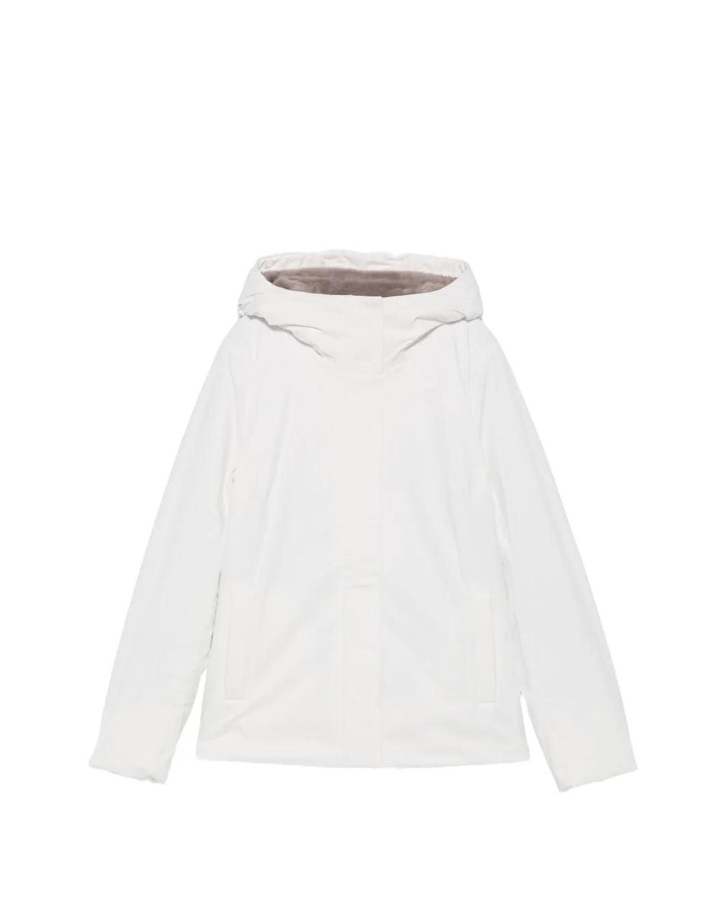 K-Way White Hooded Faux-Fur-Lined Jacket