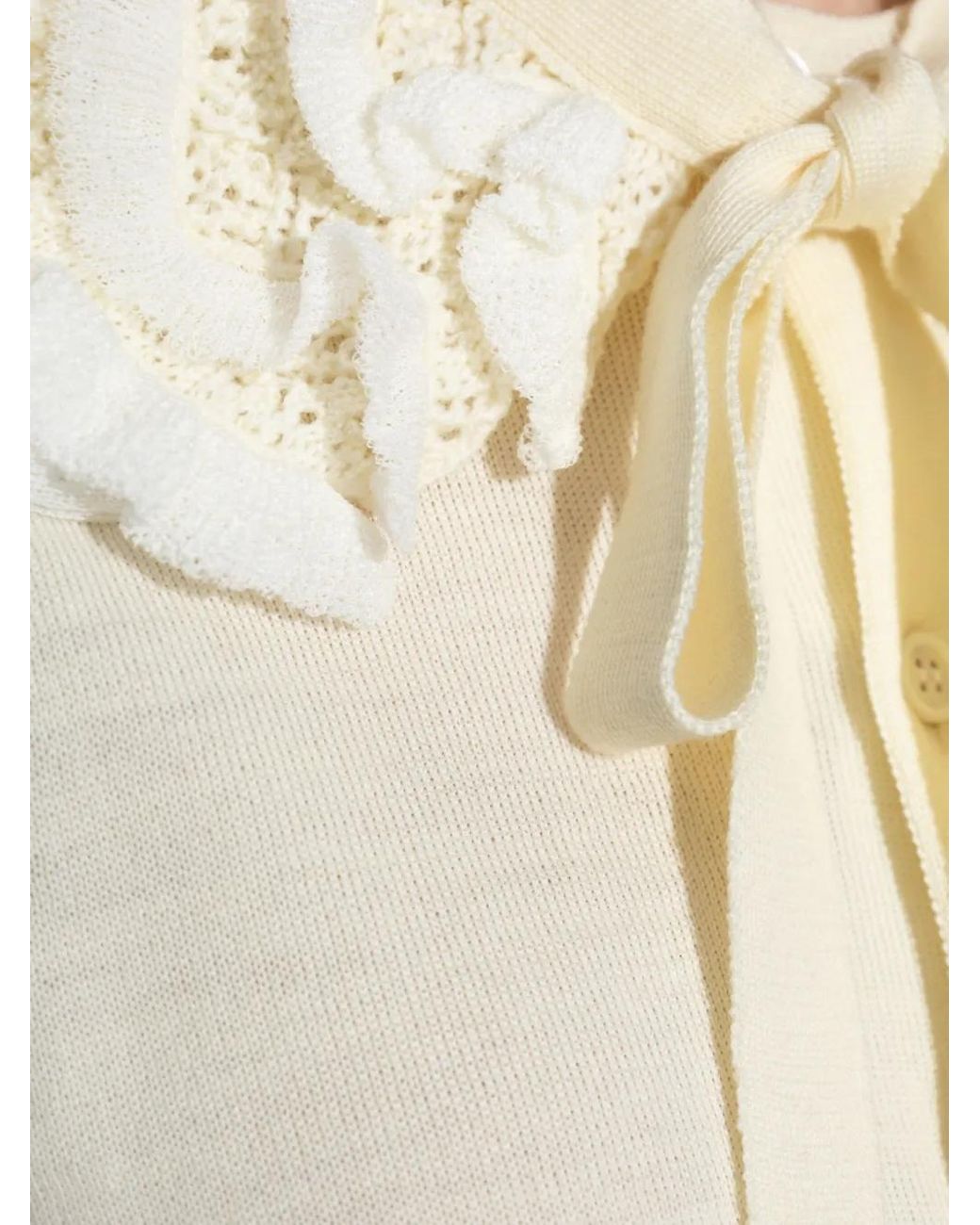 Comme des Garçons White Ruffle-Detailing Cardigan