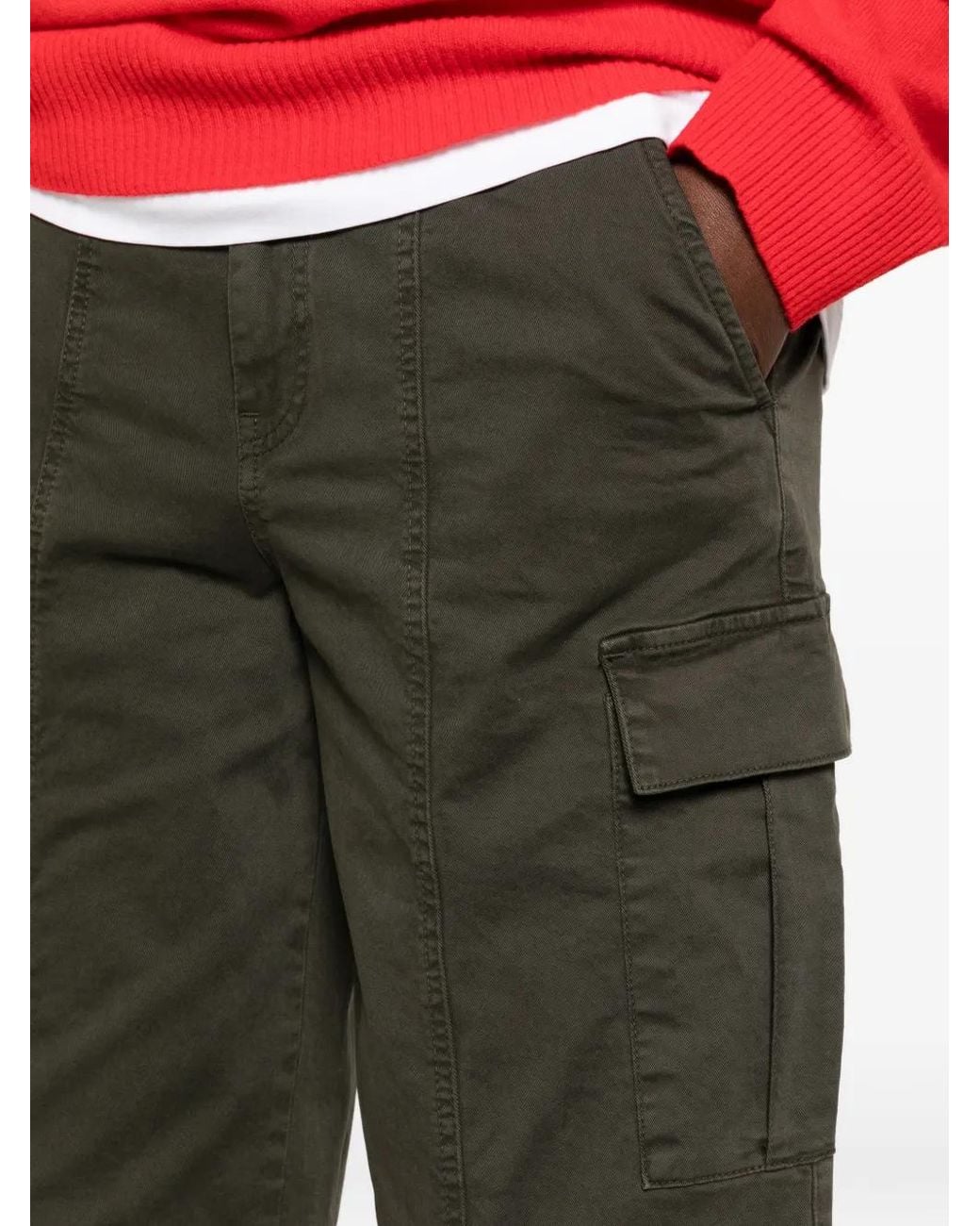Lois Green Gabardine Wide-Leg Cargo Pants
