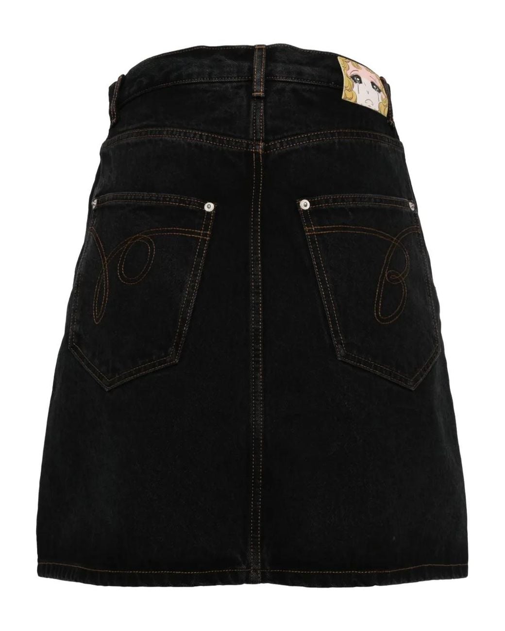 Pushbutton Black Logo Patch Denim Shorts
