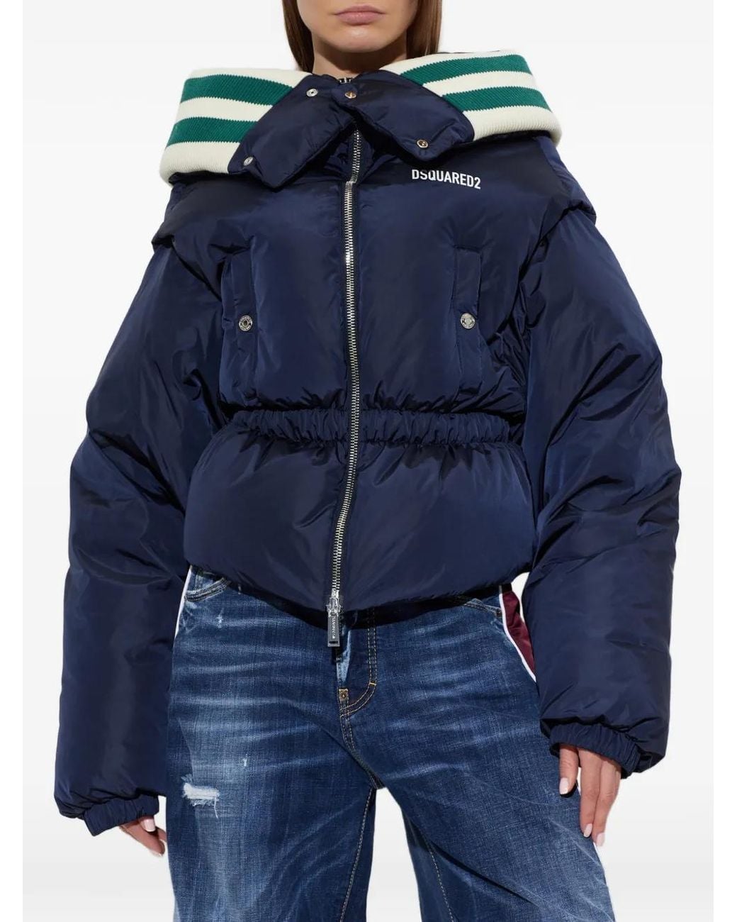 DSquared² Blue Doudoune Skiers À Col Stylisé
