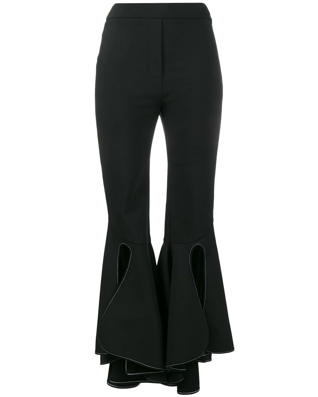 black fitted flared trousers