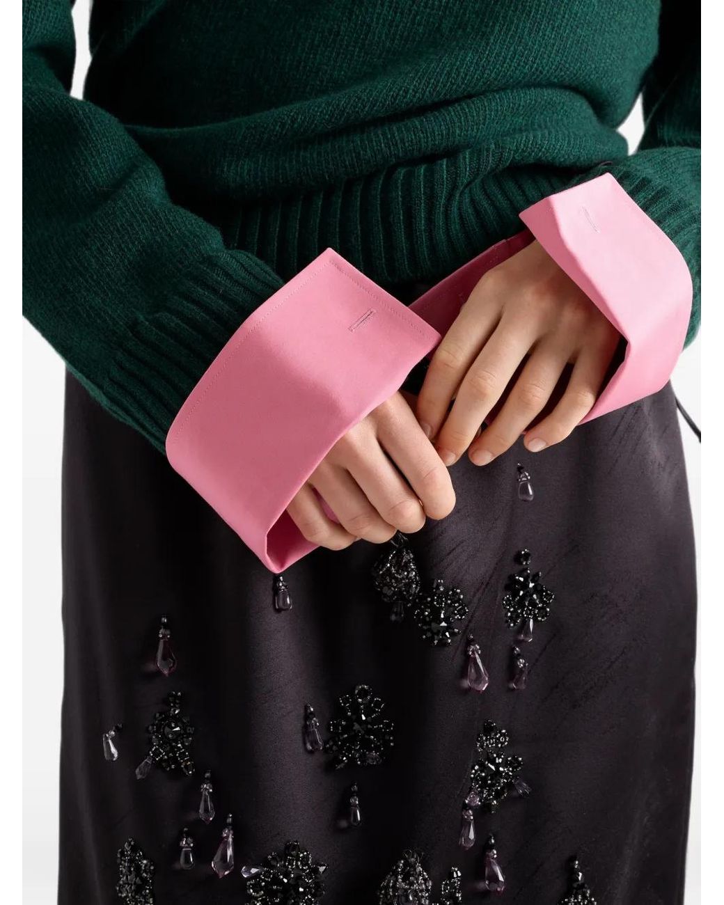 Prada Black Satin Skirt With Embroidery
