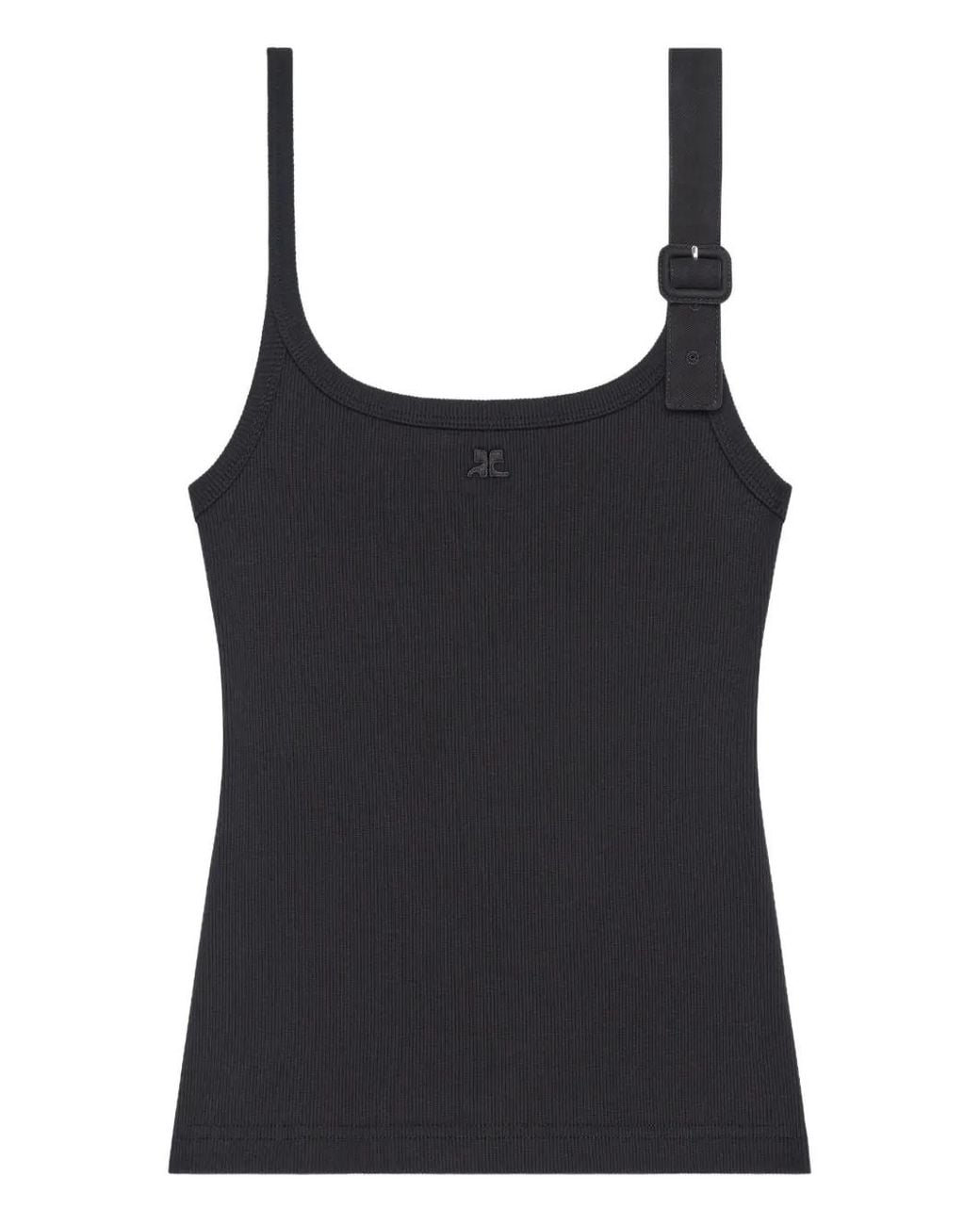Courreges Black Cotton Tank Top