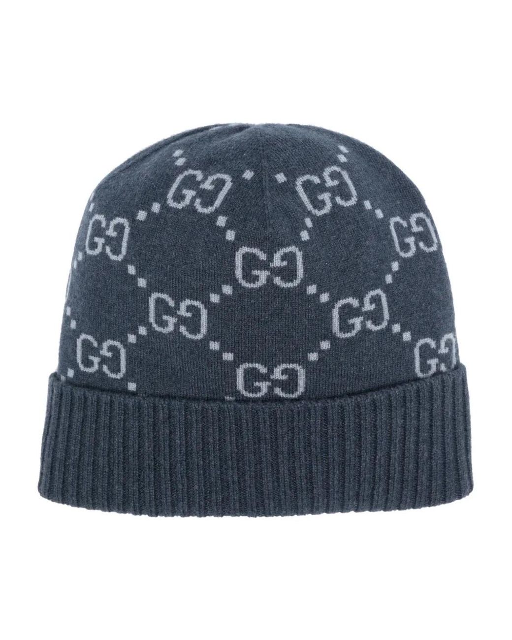 Gucci Blue Gg Cashmere Beanie Hat for men