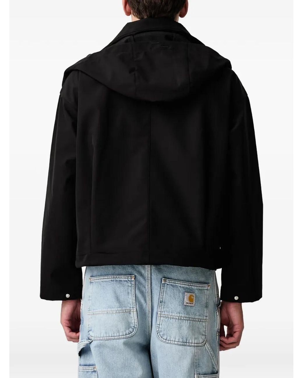 Filling Pieces Black Logo-Embroidered Hooded Jacket for men