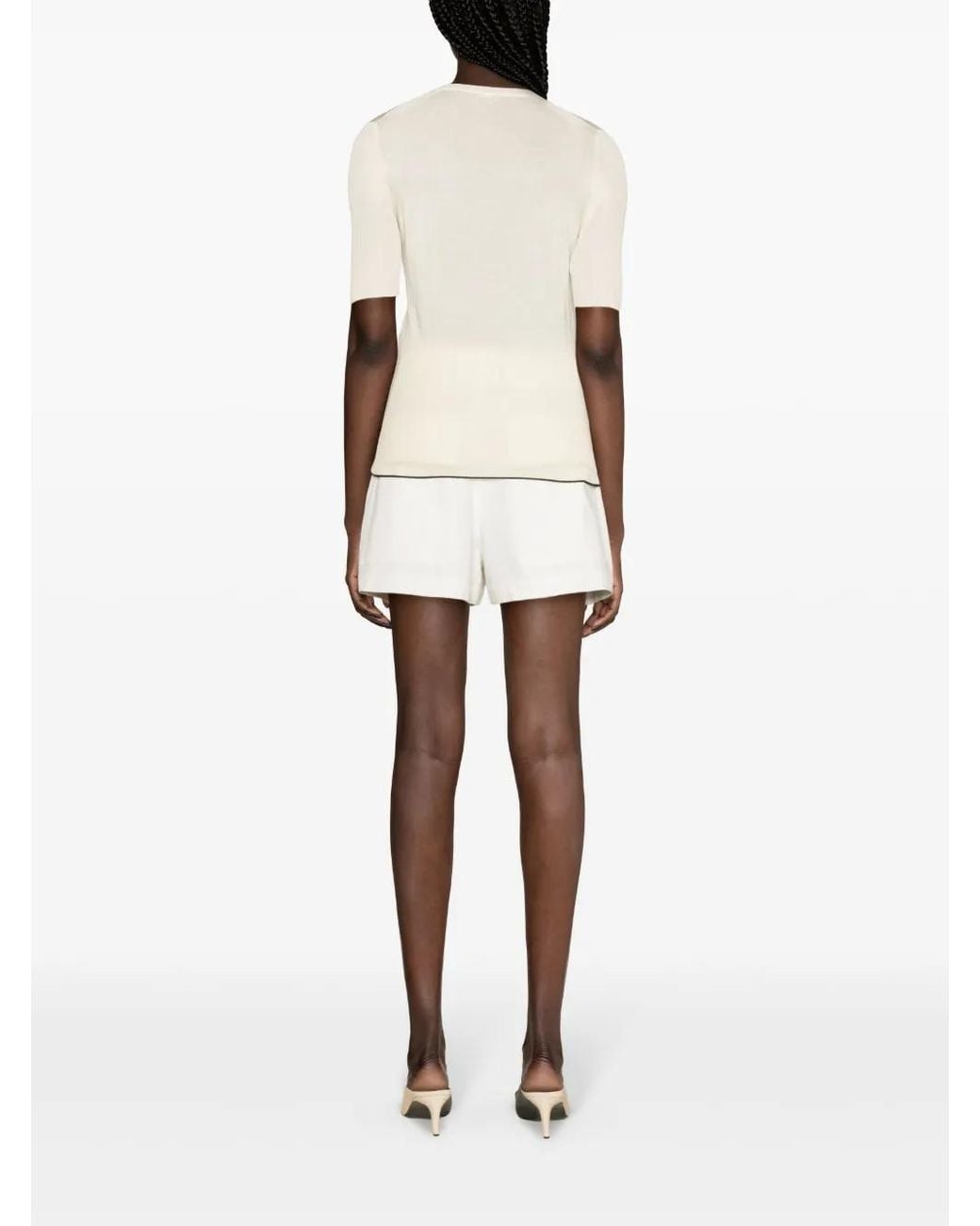 Joseph Natural Contrasting-Trim Fine-Knit Jumper