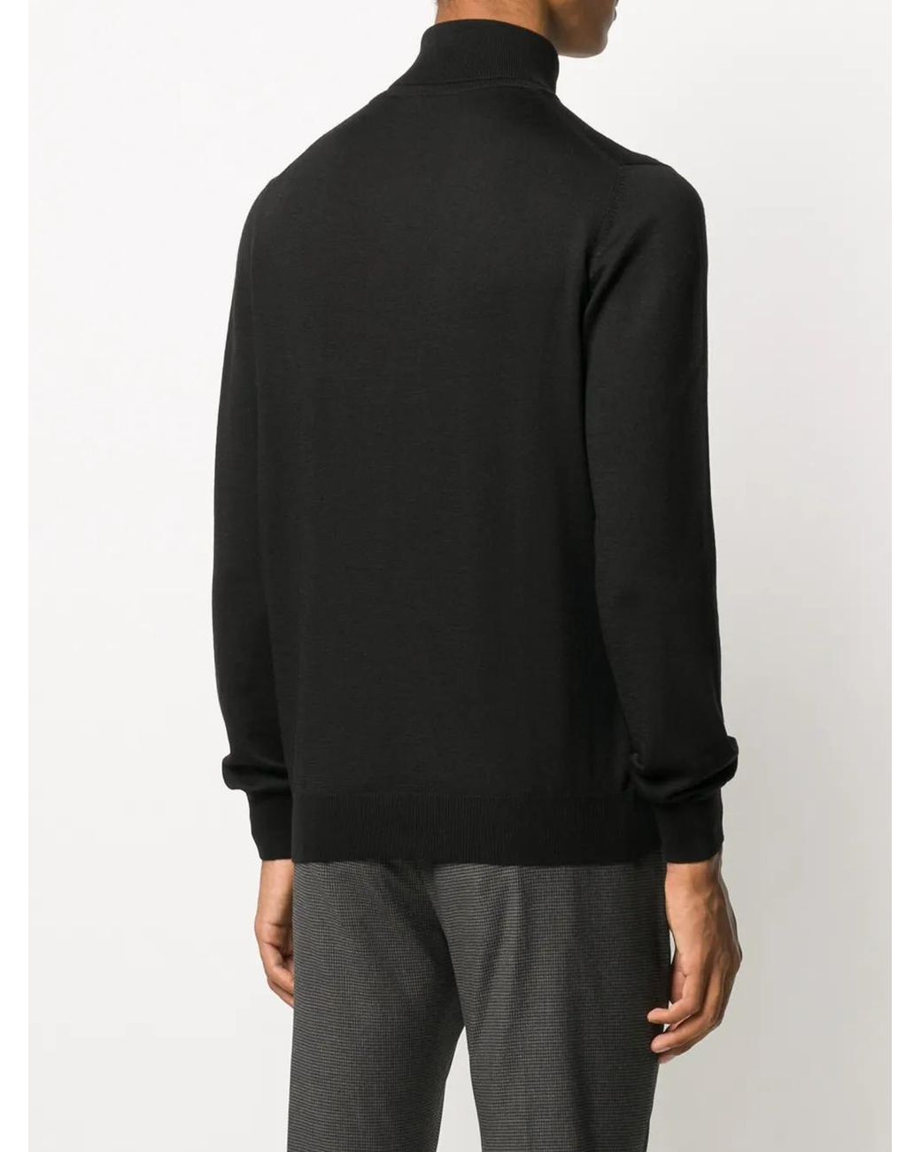 Fileria Black Ribbed Roll-Neck Jumper for men