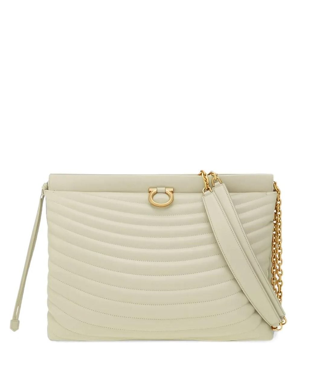 Ferragamo Natural Gancini Quilted Leather Shoulder Bag