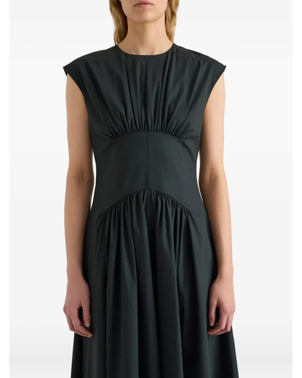Proenza Schouler Black Nyssa Gathered-Waist Midi Dress