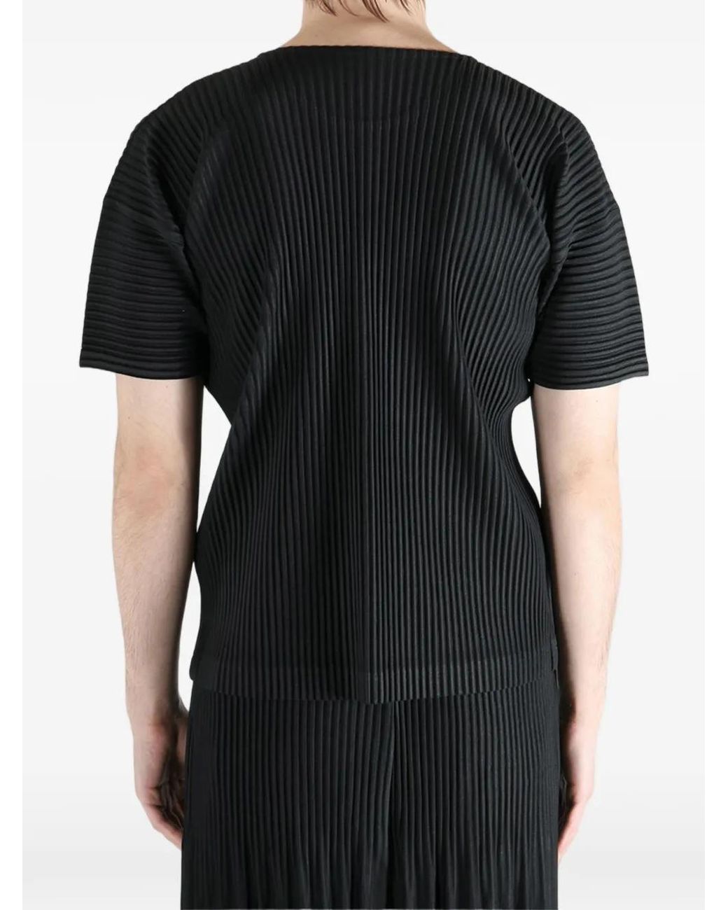 Homme Plissé Issey Miyake Black Pleated T-Shirt for men