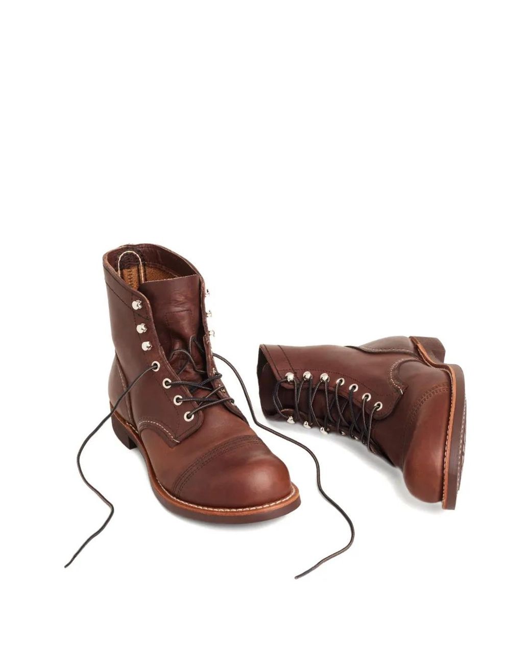 Red Wing Brown Lace-Up Leather Biker Boots for men