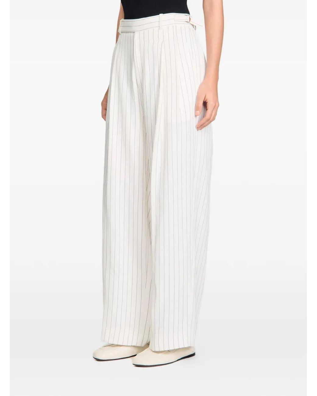 Sandro White Striped Suit Trousers