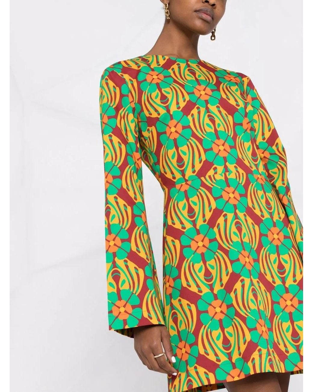 LaDoubleJ Red Spock Floral-Print Minidress