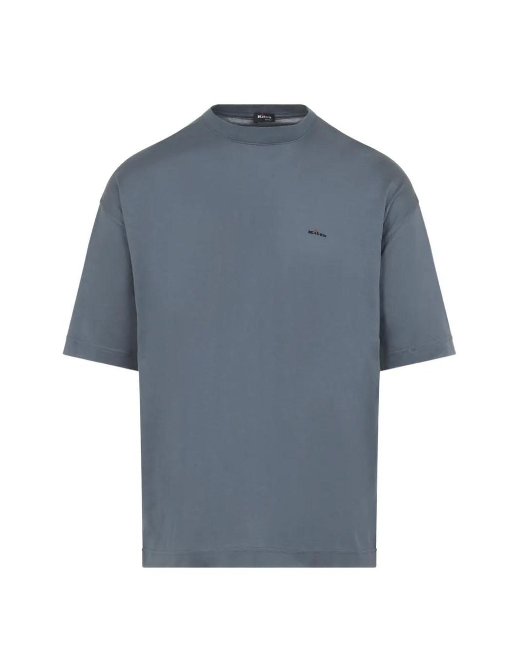 Kiton Blue Logo-Embroidered T-Shirt for men