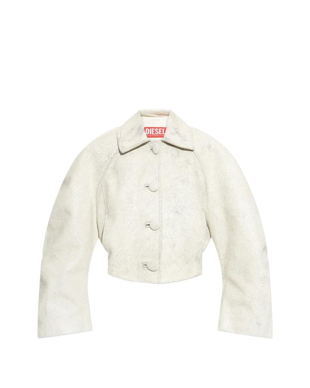 DIESEL White Cropped Cocoon Jacket