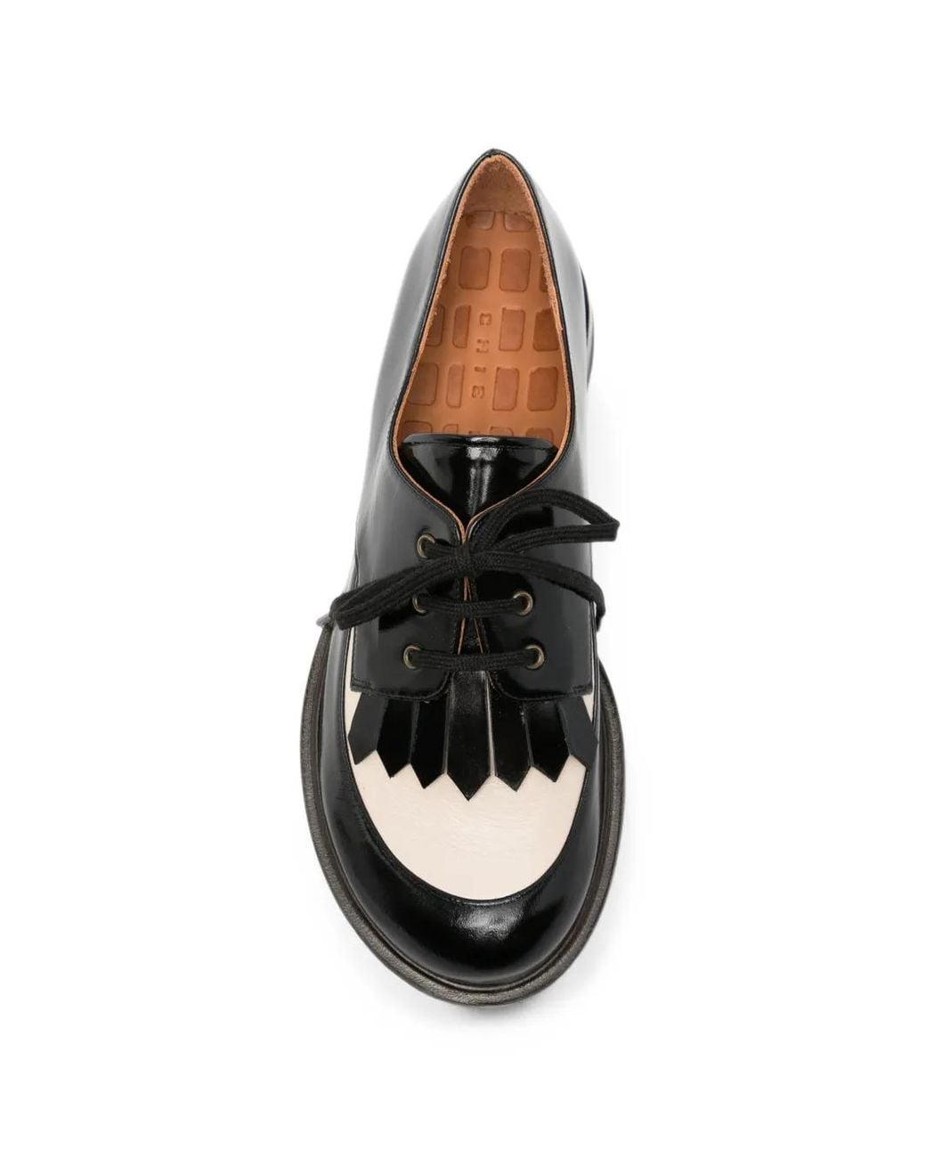 Chie Mihara Black Fringe-Detail Lace-Up Derby Shoes