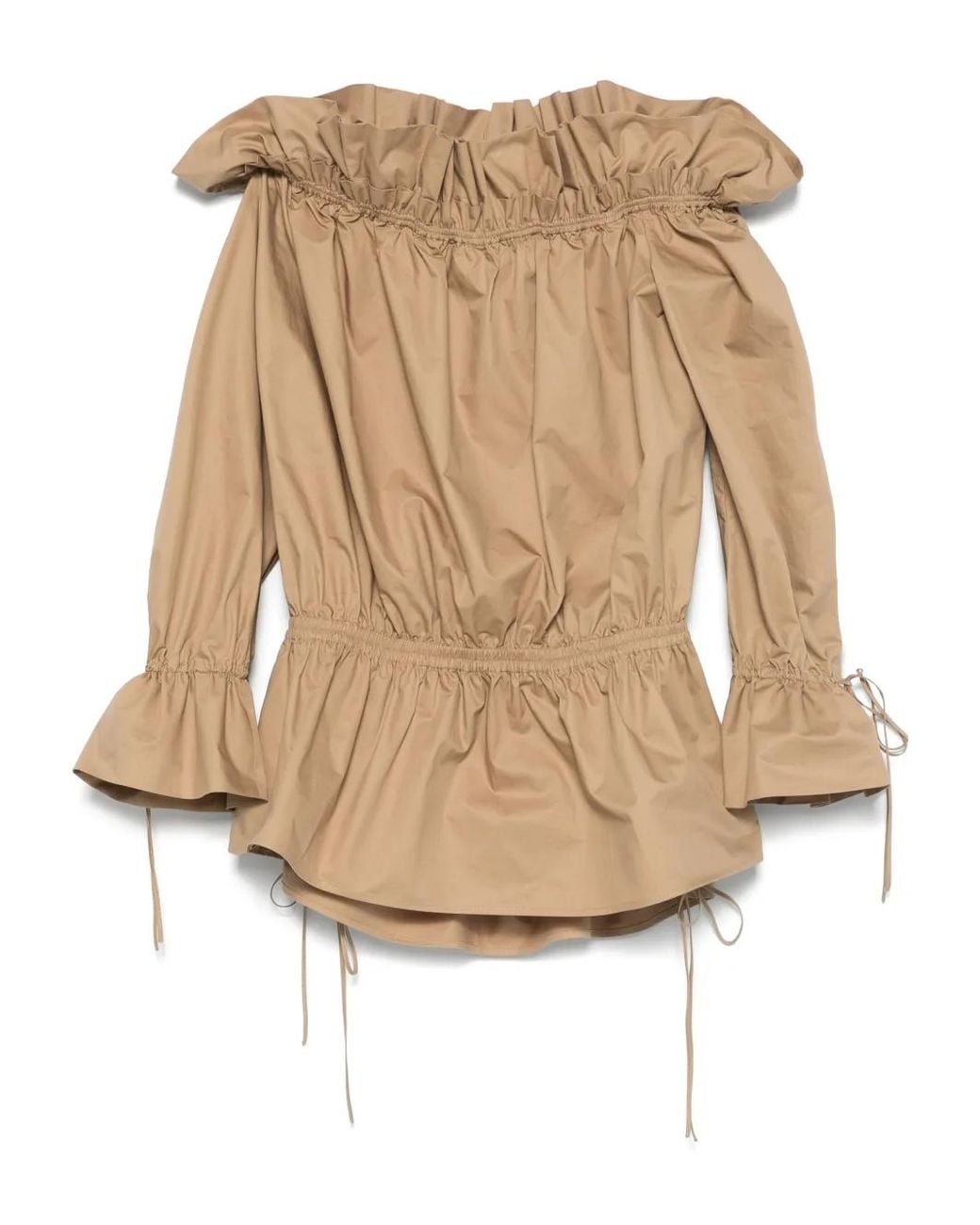 Saint Laurent Natural Ruched Mini Dress
