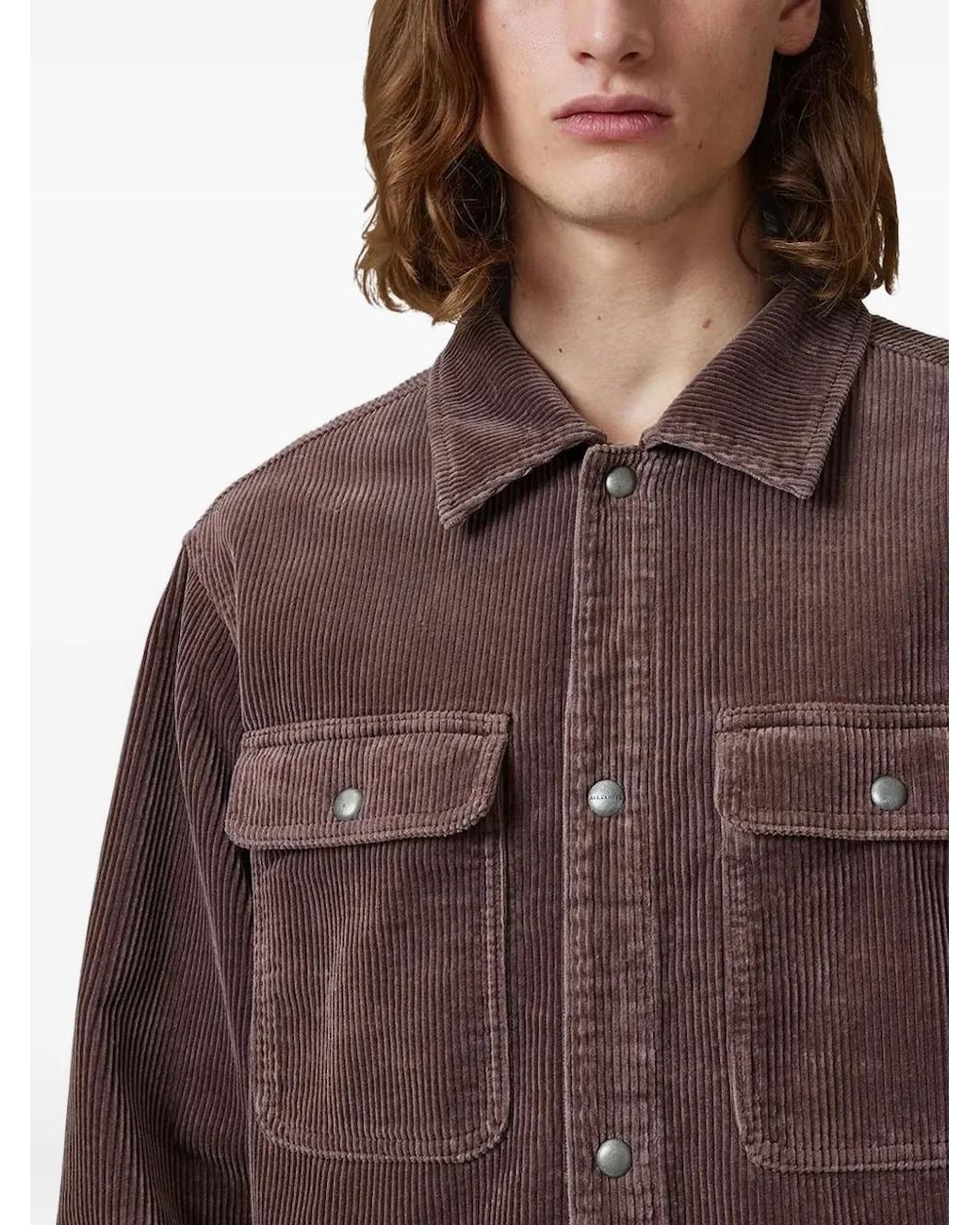 AllSaints Brown Castleford Corduroy Shirt for men