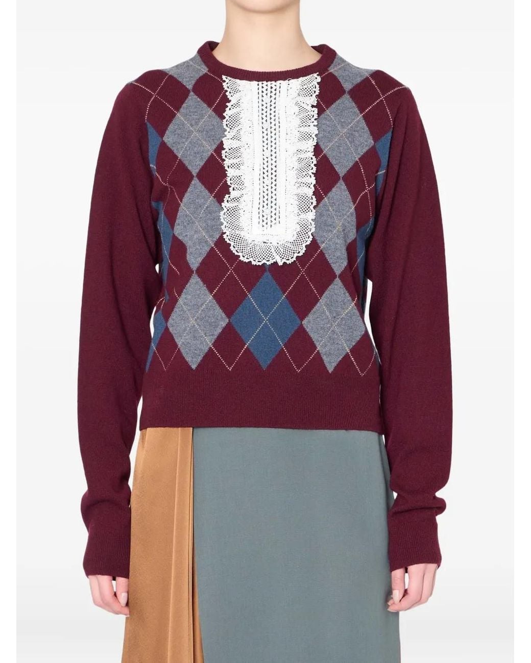 Kolor Red Lace-Insert Sweater