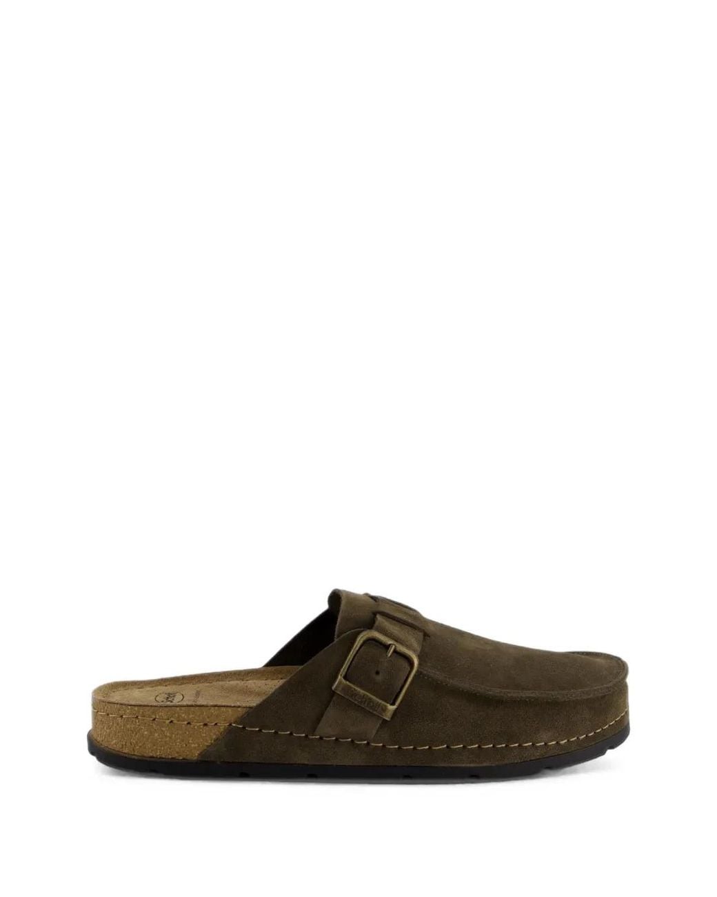 Scholl Brown Bora Buckle-Fastening Mules for men
