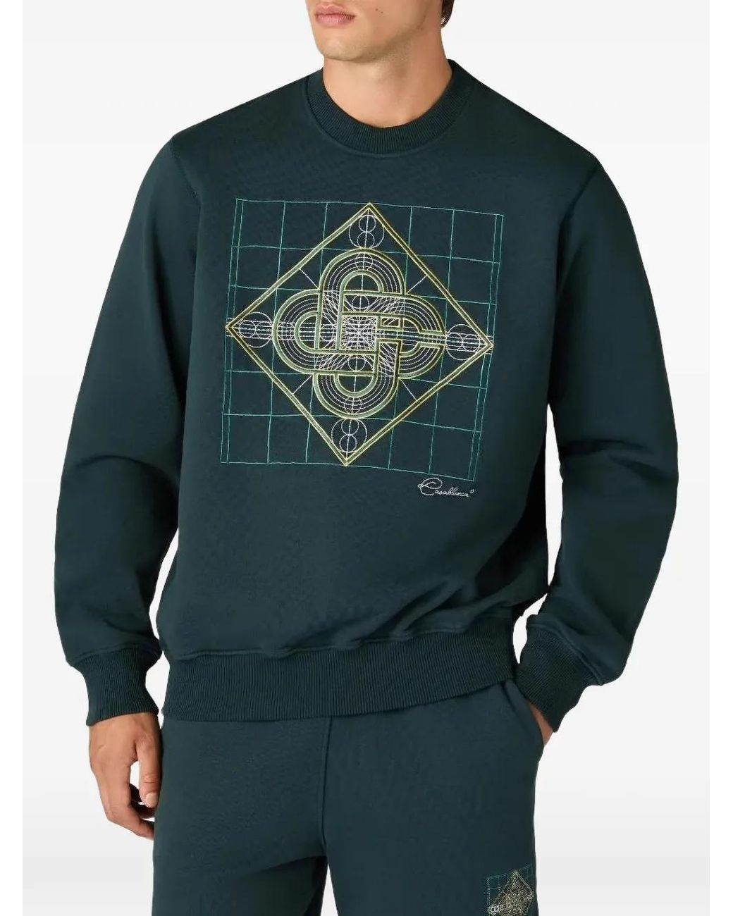 Casablanca Green Geometric-Print Sweatshirt for men