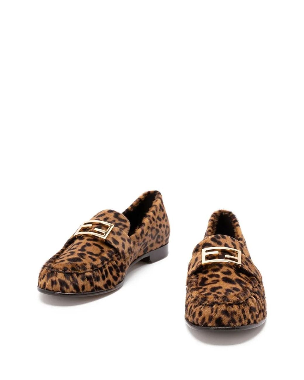 Fendi Brown Baguette Leopard-Print Loafers
