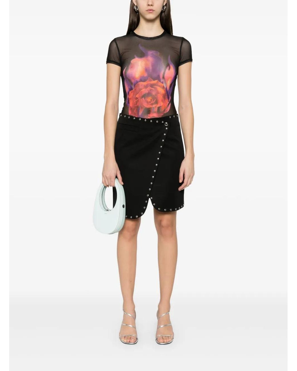 Coperni Black Studded Wrap Mini Skirt