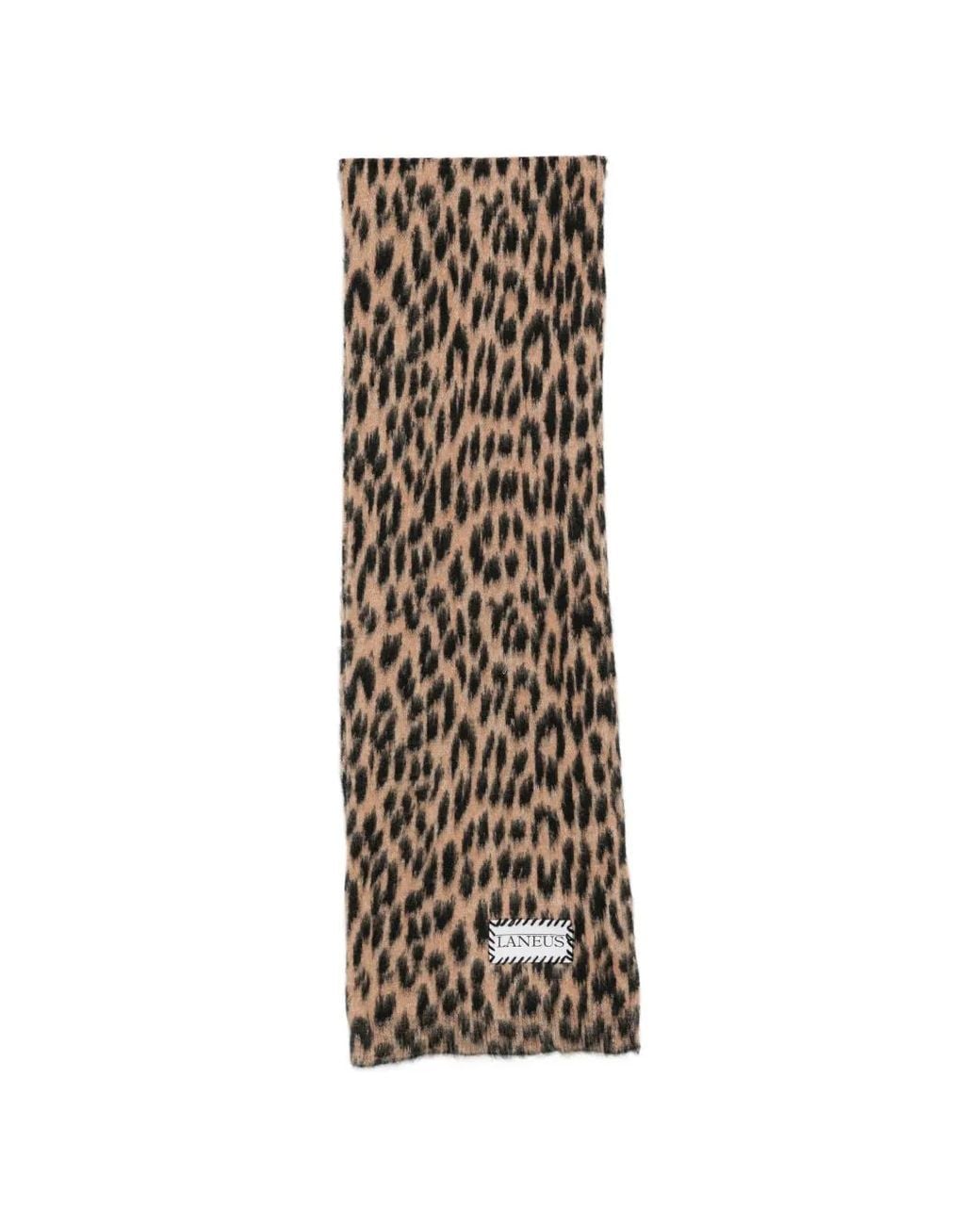 Laneus Natural Leopard-Print Scarves