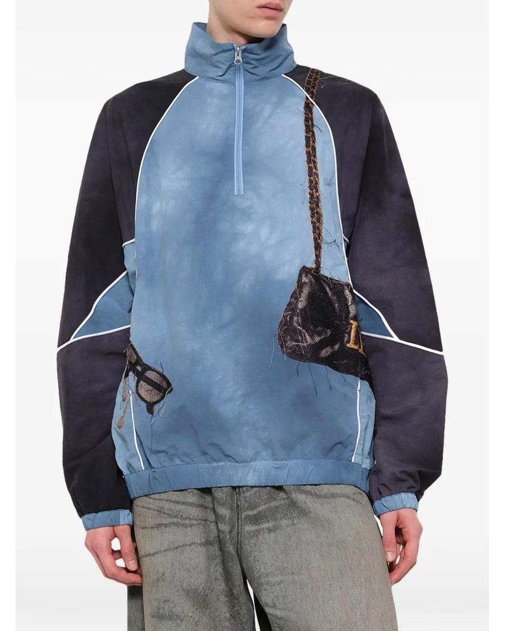 Doublet Blue Half-Zip Jacket for men