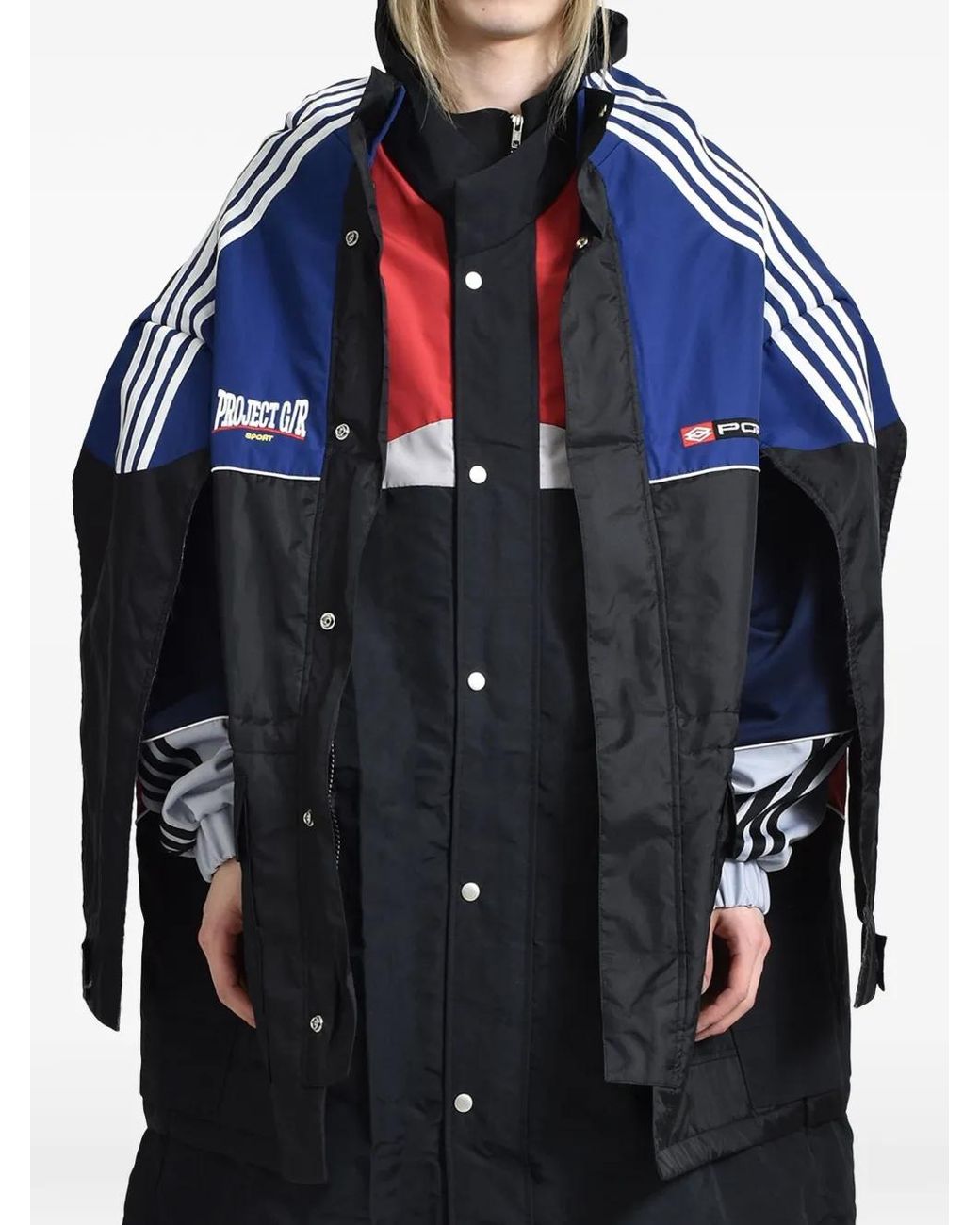 PROJECT G/R Blue Multi-Layered Padded Coat for men