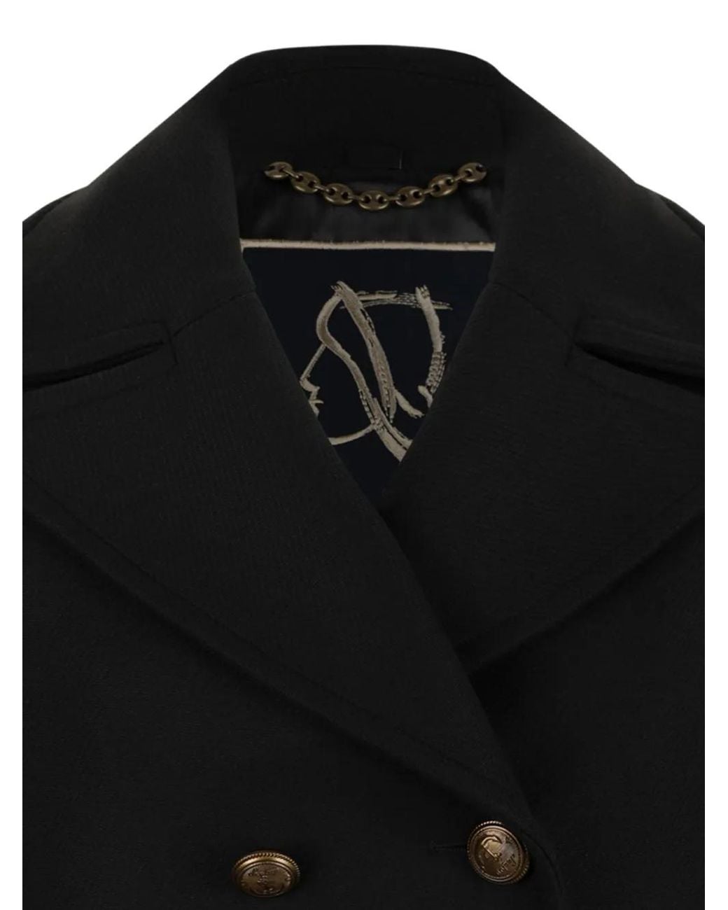 Sealup Black Double-Breasted Peacoat Jacket