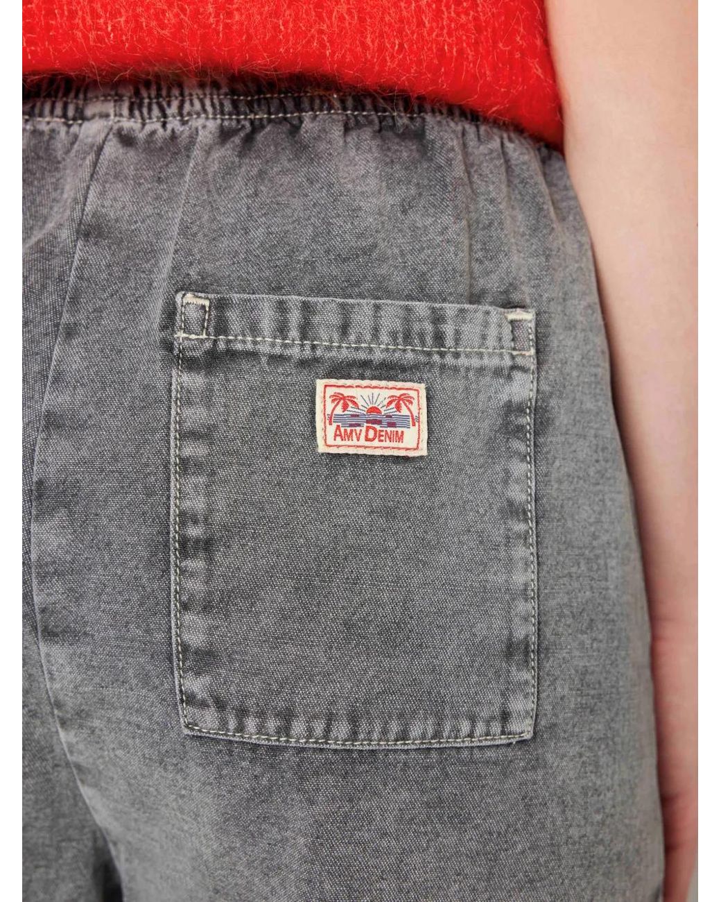 American Vintage Jazy Shorts Met Elastische Opgestikte Zak in het Gray