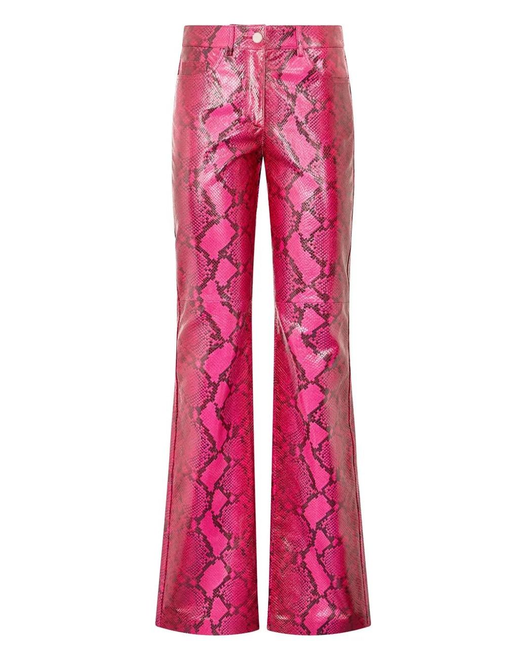 Roberto Cavalli Pink Snake-Print Flared Trousers