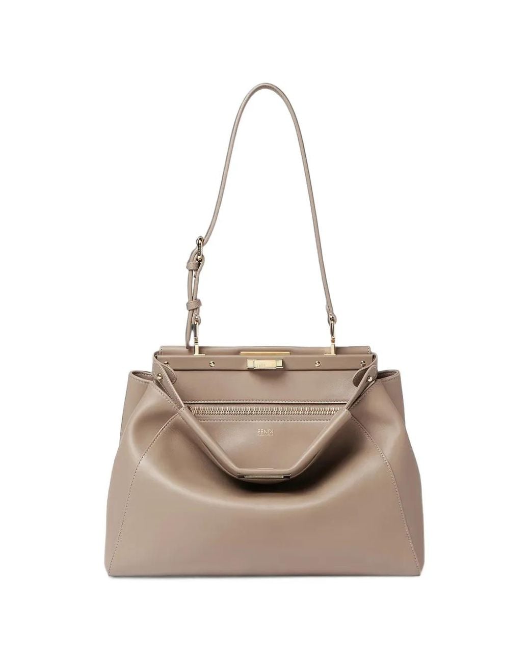 Fendi Natural Medium My Peekaboo Leather Handbag