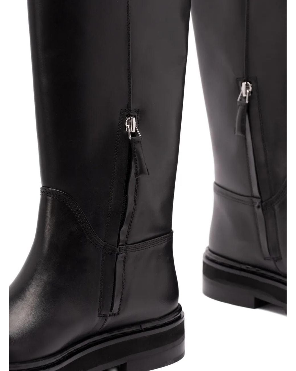Patrizia Pepe Black 50Mm Zip-Detail Knee-High Boots