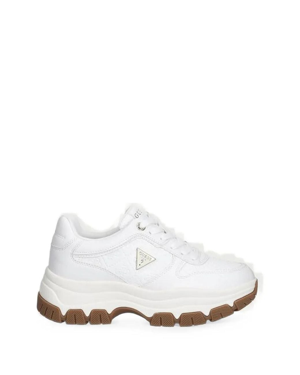 Guess White Beneto Monogram-Debossed Chunky-Sole Sneakers