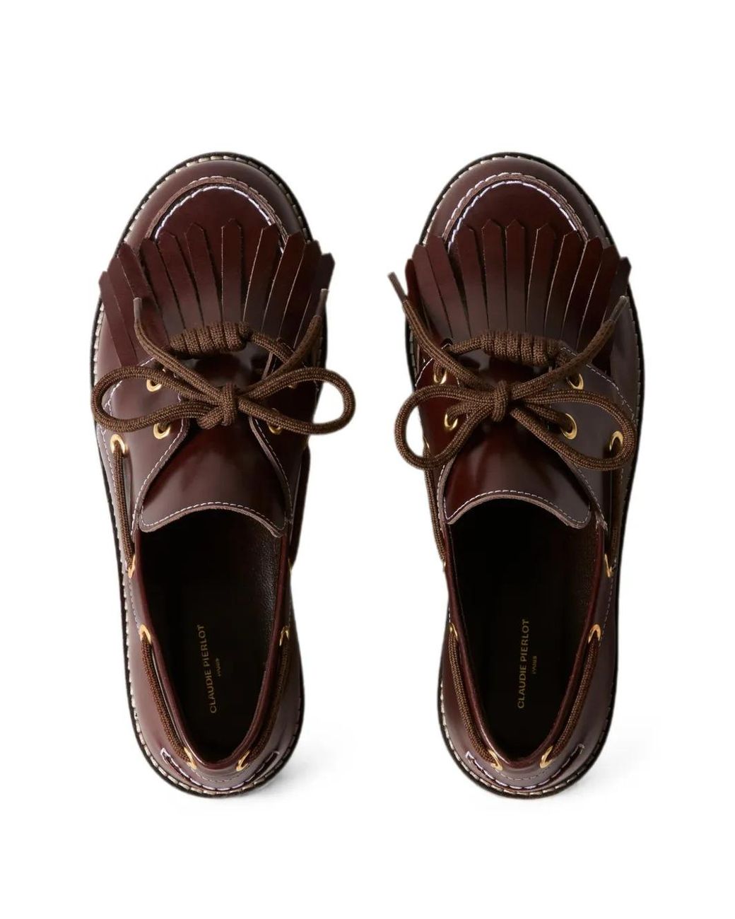 Claudie Pierlot Brown Chaussures Bateau En Cuir