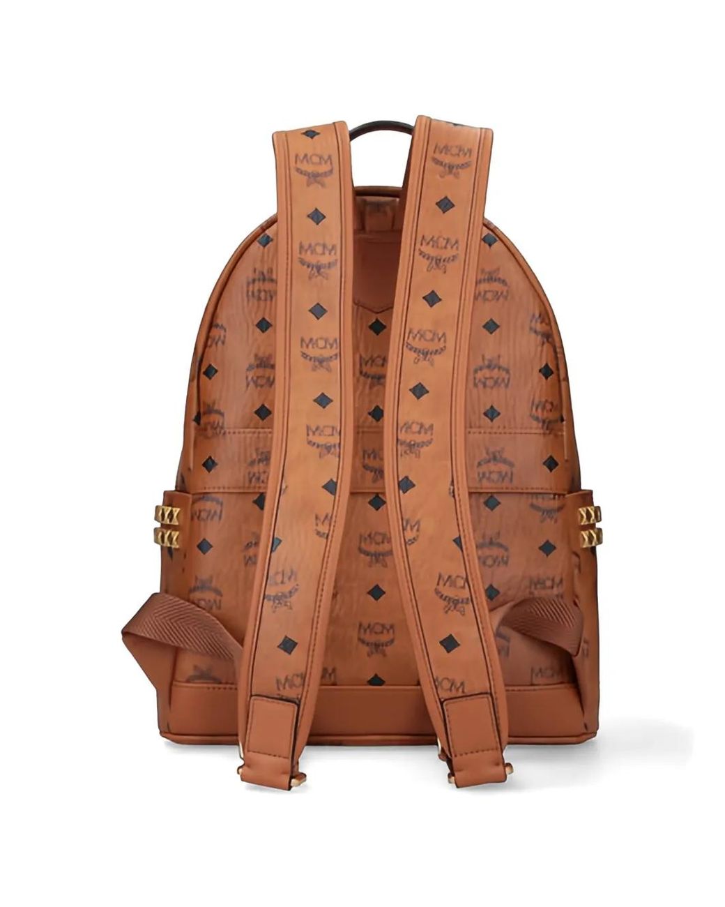 MCM Brown Logo Studded Backpack