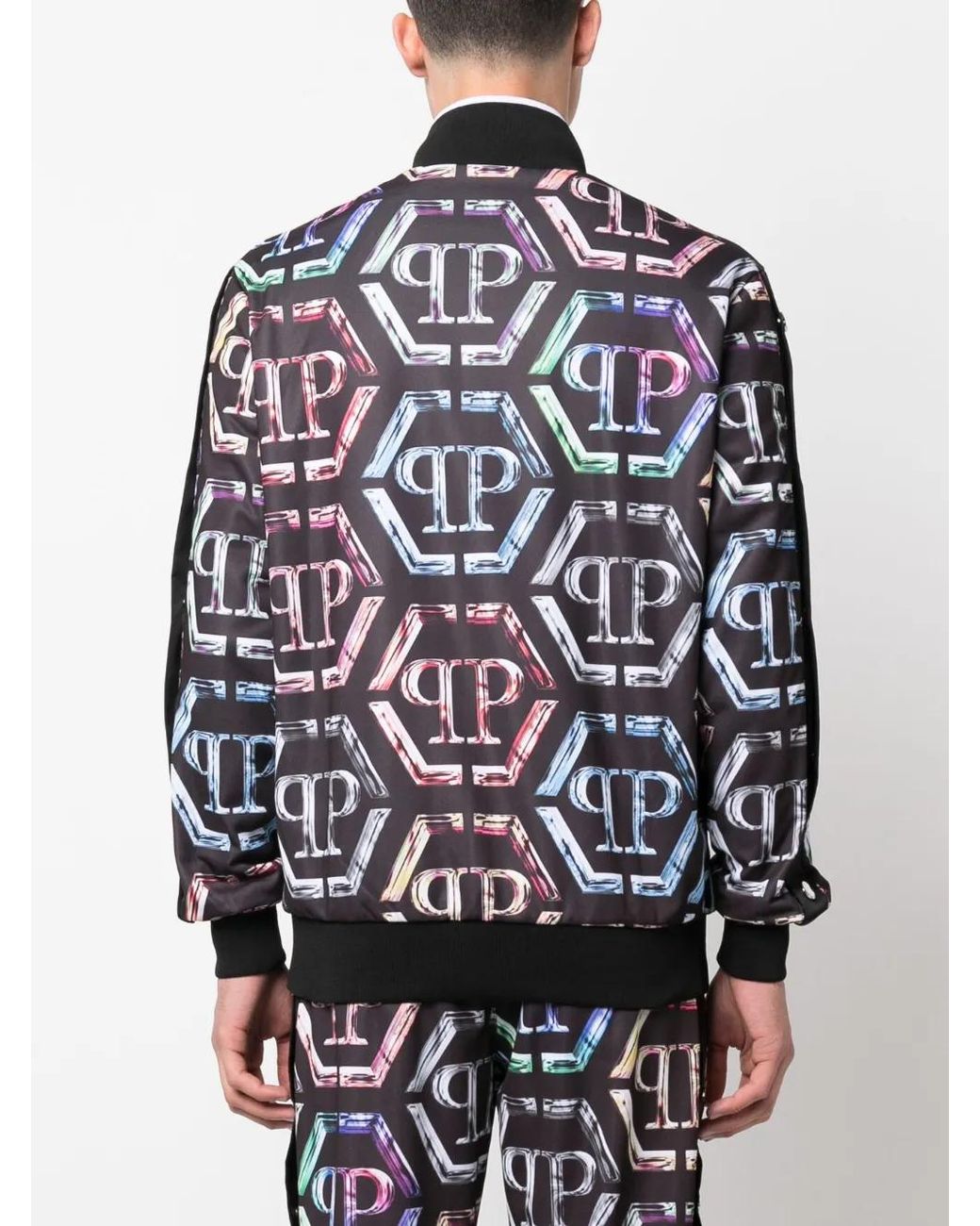 Philipp Plein Gray Logo-Print Stretch-Cotton Tracksuit for men